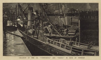 SS Constancian ja Primuksen törmäys Dockissa Newportissa tekijältä William Lionel Wyllie
